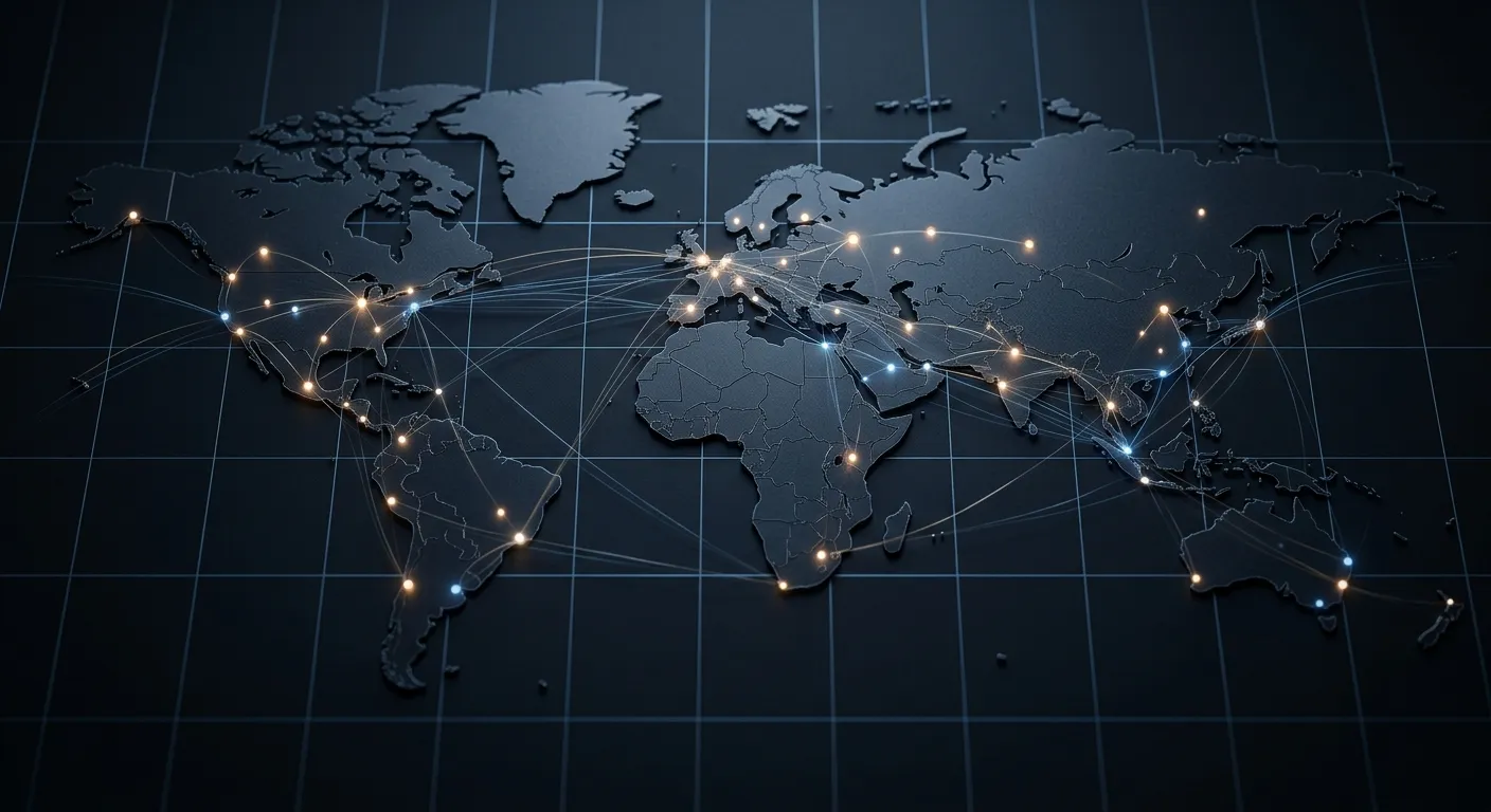 Global service network map background