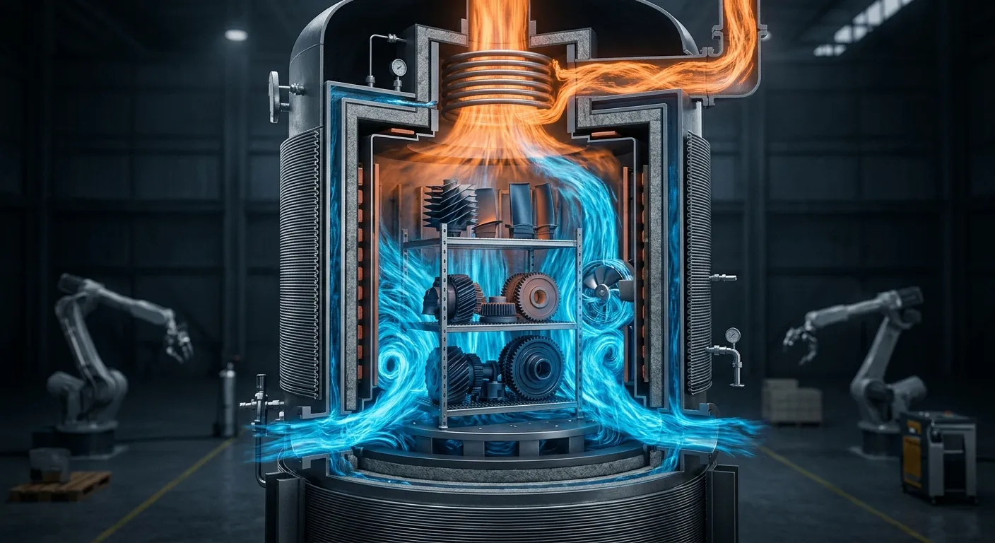 Engineering concept visual for uniform rapid gas quenching