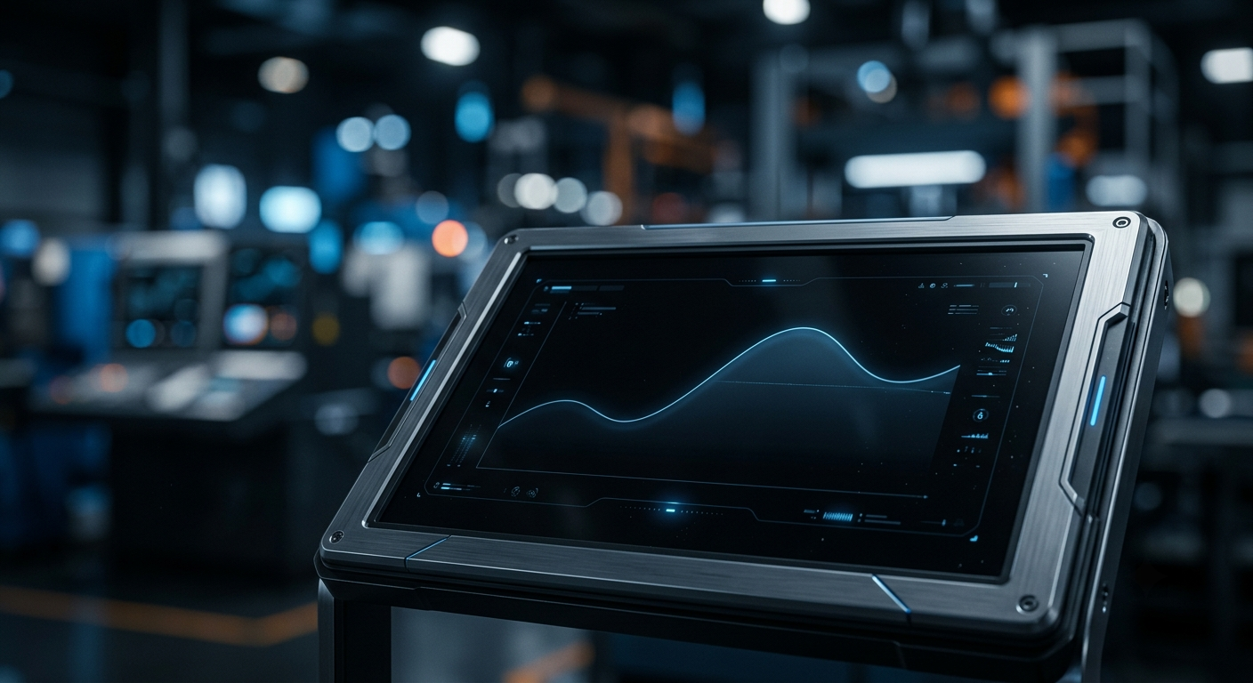 Dark process dashboard showing pressure, temperature, and time cycle curves