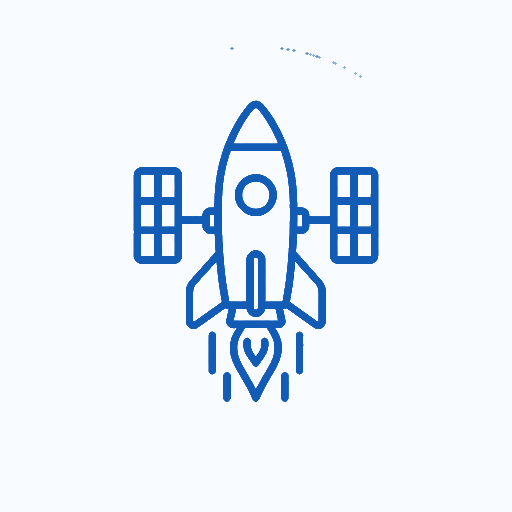 Space satellite and rocket icon